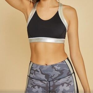 Veronica Beard x Bandier Black & Silver Sports Bra with Matching Pants Set